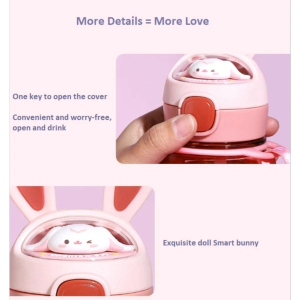 Little Rabbit Kids Straw Water Bottle with One-Touch Lid - BPA-Free - 750ml (1 Piece, Random Color)