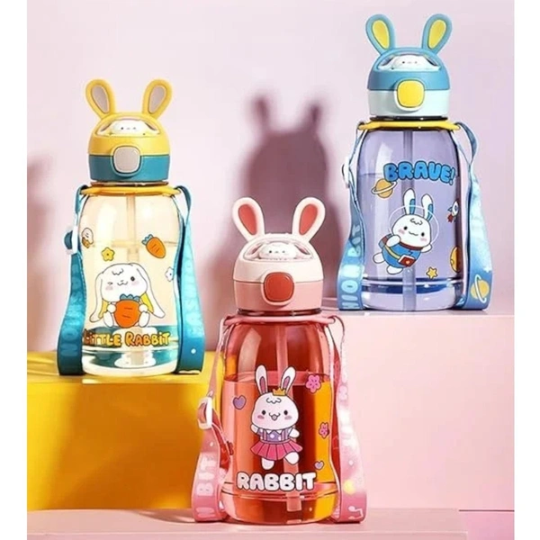 Little Rabbit Kids Straw Water Bottle with One-Touch Lid - BPA-Free - 750ml (1 Piece, Random Color)