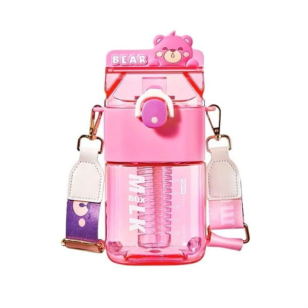 Cute Animal Square Bottle With Fruit-Infuser Partition - 950ml - Bear