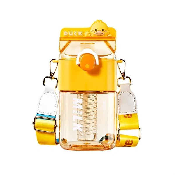 Cute Animal Square Bottle With Fruit-Infuser Partition - 950ml - Duck