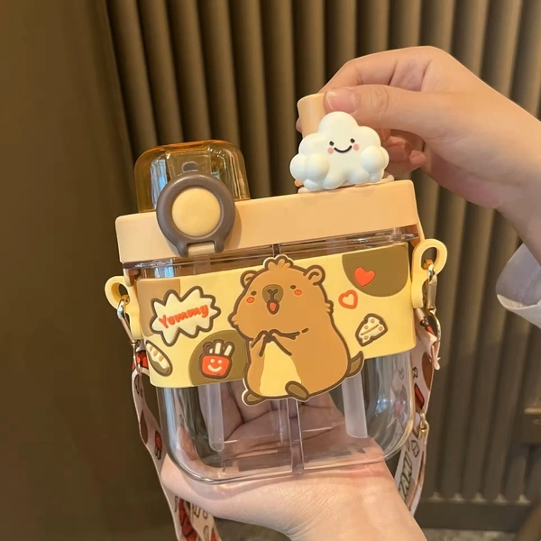 Double Drink Water Bottle - 580ml - Capybara