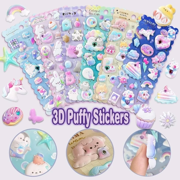 3D Puffy Sticker Collection - Cute Raised Decorative Stickers for Crafts & Journals