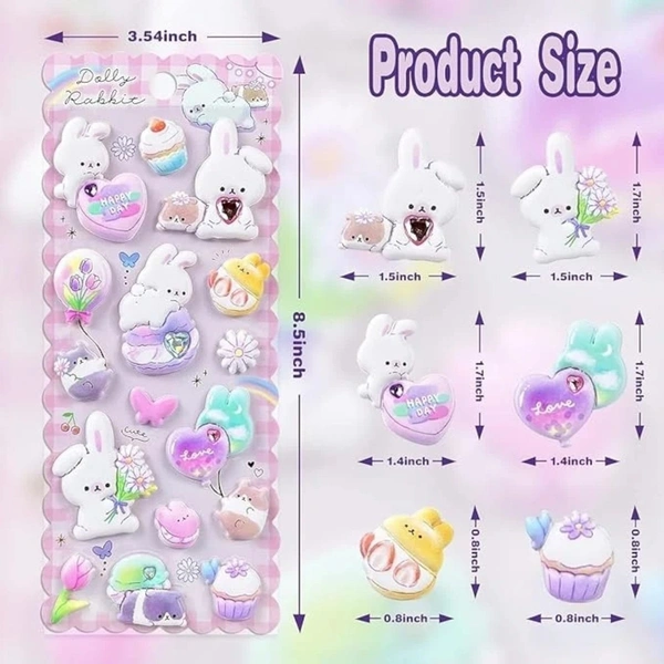 3D Puffy Sticker Collection - Cute Raised Decorative Stickers for Crafts & Journals -