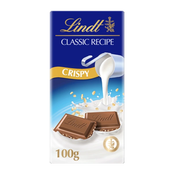 Lindt Classic Recipe Milk Chocolate Crispy Bar - 100g