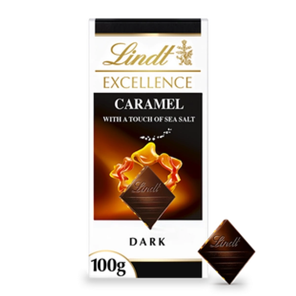 Lindt Excellence Caramel & Sea Salt Dark Chocolate - 100g