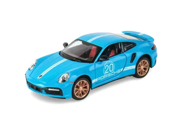 CHE ZHI Porsche 911 Turbo S Sports Diecast Collectible Model Car - Blue, Scale 1:24