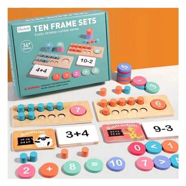Wooden Ten Frame Math Learning Set