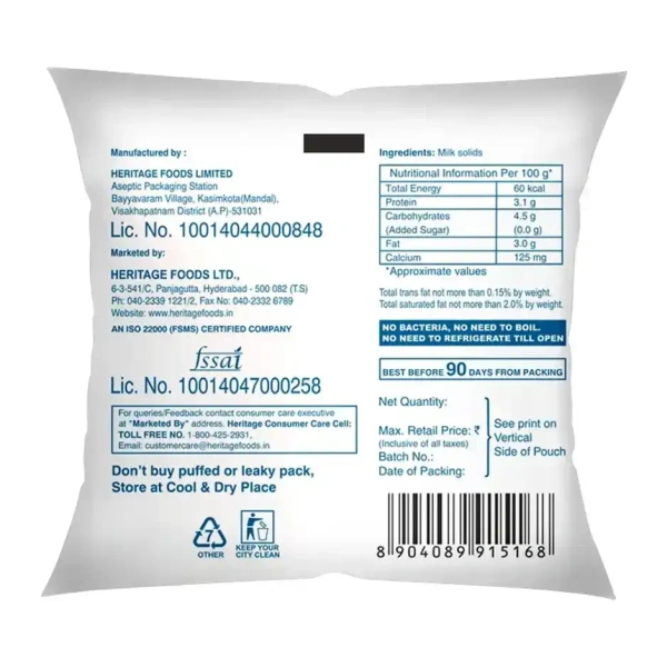 Heritage Special Long Life Toned Milk (Pouch) - 450 ml