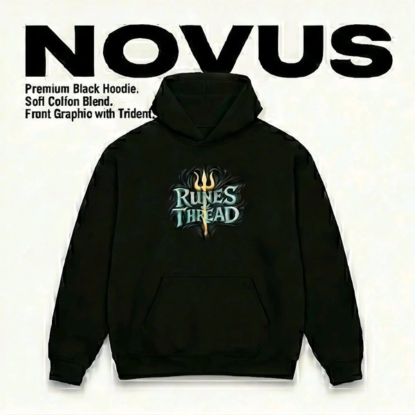 NOVUS The Divine Shiva 'Runes' Edition Hoodie – Midnight Black - Black, XL