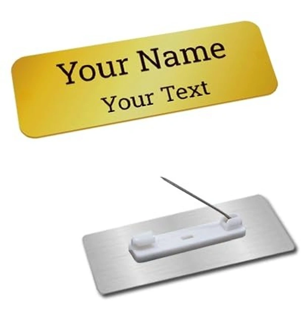 Personalized Pocket Name Plate Name Badge with Pin Backing for Office Employee School College Student Staff (Size 3x1 Inches) (Acrylic Engraved Badge) - Silver