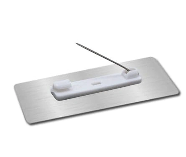 Personalized Pocket Name Plate Name Badge with Pin Backing for Office Employee School College Student Staff (Size 3x1 Inches) (Acrylic Engraved Badge) - Silver