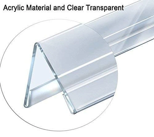 Clear Acrylic Desk Name Plate Holder V-Shaped Display Stand for Name Plates, Table Place Cards, Signs & Labels – Reusable for Office, Business, Weddings, Restaurants & Schools - 12x2 Inch