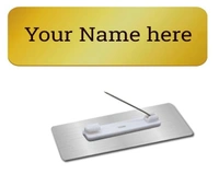 Personalized Pocket Name Plate Name Badge with Pin Backing for Office Employee School College Student Staff (Size 3x1 Inches) (Acrylic Engraved Badge) - Silver