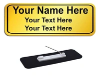 Personalized Pocket Name Plate Name Badge with Pin Backing for Office Employee School College Student Staff (Size 3x1 Inches) (Acrylic Engraved Badge) - Silver