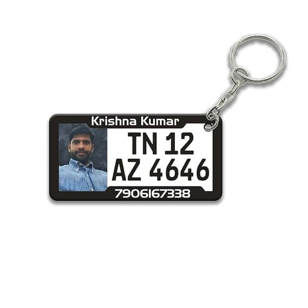 Customized Acrylic Mini Number Plate Keychain | Personalized Car & Bike Key Ring with Name & Photo | Unique Gift for Him & Her | Multicolor Keychain for Vehicle Lovers