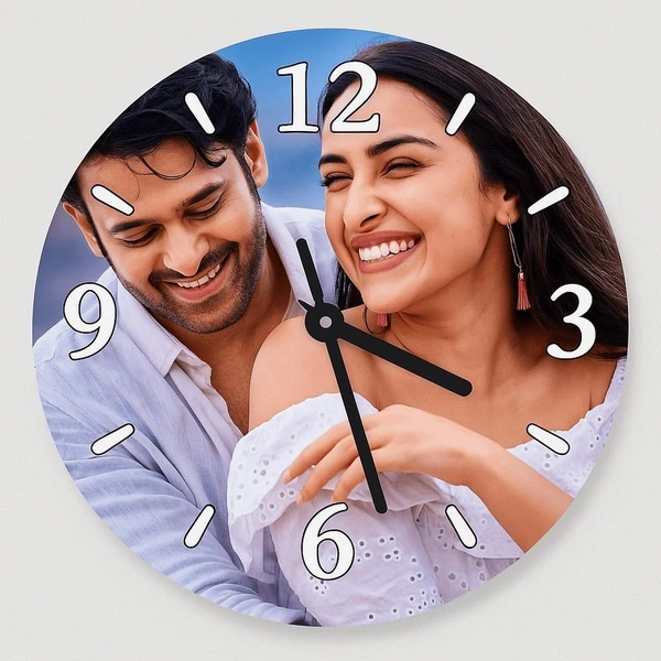 Personalized Round Wall Clock - Custom Photo Wall Clock for Couple, Family, Love, Collage| Customized Gift for Birthday, Anniversary, Wedding. for Room/Home/Kitchen/Bedroom/Office/School (Round) - 12x12 Inch