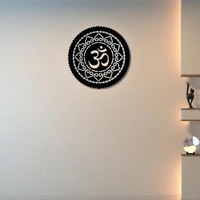 Wooden Om Wall Decor with LED Light for Living Room & Pooja Room | Spiritual Wall Hanging Decoration | Temple & Home Decor Items | Decorative Wall Light for Mandir