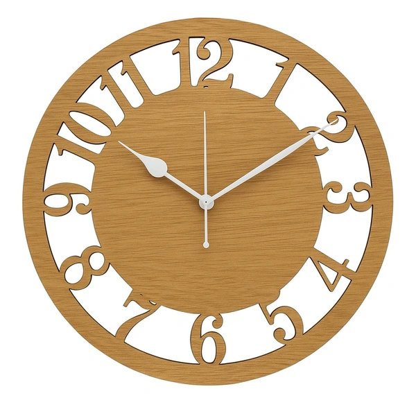 Decorative Wall Clock for Home & Office | 30x30 CM Wooden Finish Modern Design | Silent Sweep Movement | Perfect for Living Room, Bedroom, Kitchen, Study