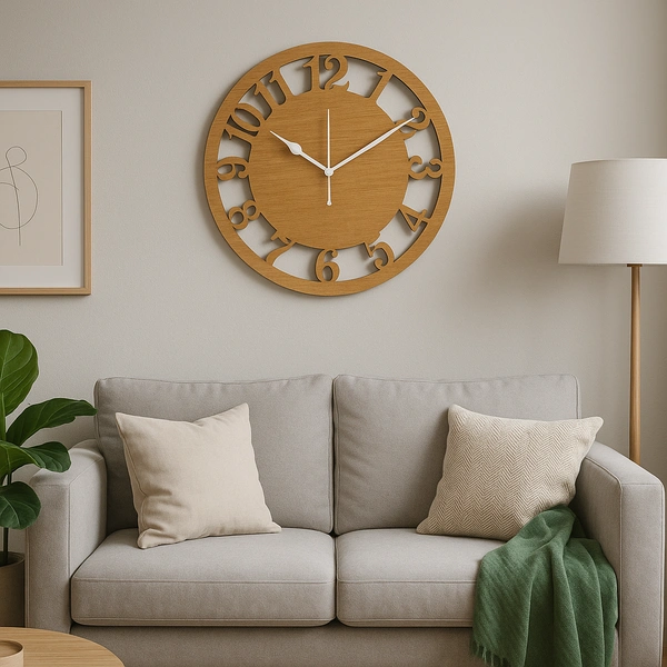 Decorative Wall Clock for Home & Office | 30x30 CM Wooden Finish Modern Design | Silent Sweep Movement | Perfect for Living Room, Bedroom, Kitchen, Study
