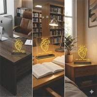 Customized Anatomical Heart 3D Illusion LED Lamp – Personalized Gift for Doctors, Cardiologists, & Medical Students | Engraved Name Night Light for Clinic Desk, Office & Bedroom Decor - RGB With Remote