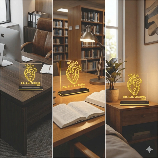 Customized Anatomical Heart 3D Illusion LED Lamp – Personalized Gift for Doctors, Cardiologists, & Medical Students | Engraved Name Night Light for Clinic Desk, Office & Bedroom Decor - RGB With Remote