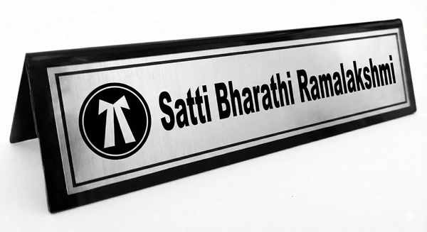 Customized Name Plate for Office Desk (10x2.5 Inch) - Premium Acrylic Table Top Name Board with Logo - Personalized Gift for Boss, Doctor, Lawyer, Teacher - Custom Text Both Sides Available - Golden