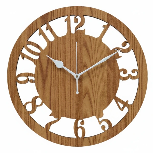 Decorative Wall Clock for Home & Office | 30x30 CM Wooden Finish Modern Design | Silent Sweep Movement | Perfect for Living Room, Bedroom, Kitchen, Study