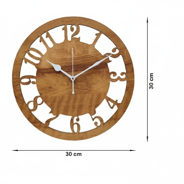 Decorative Wall Clock for Home & Office | 30x30 CM Wooden Finish Modern Design | Silent Sweep Movement | Perfect for Living Room, Bedroom, Kitchen, Study