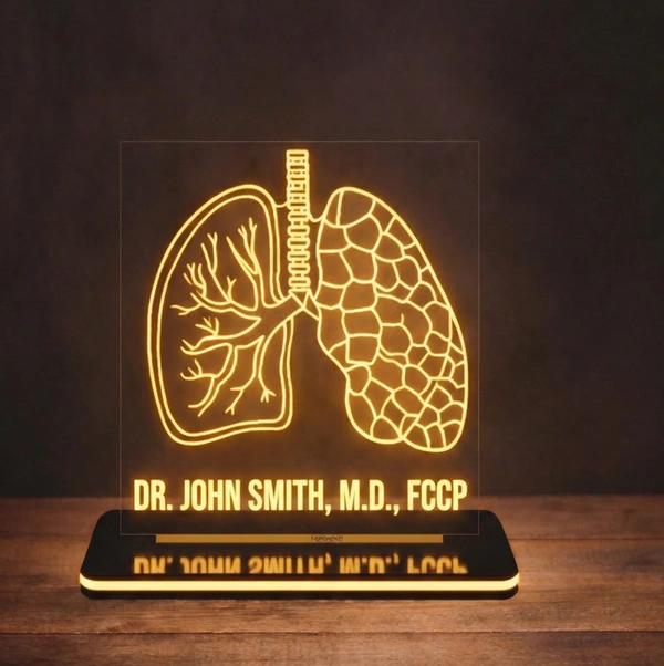 Custom Doctor LED Sign - Pulmonologist Gift - Personalized Anatomical Lungs Plaque - Respiratory Therapist Desk Decor - Medical Student Grad Gift - Night Light with Name