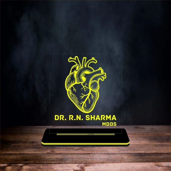 Customized Anatomical Heart 3D Illusion LED Lamp – Personalized Gift for Doctors, Cardiologists, & Medical Students | Engraved Name Night Light for Clinic Desk, Office & Bedroom Decor - RGB With Remote