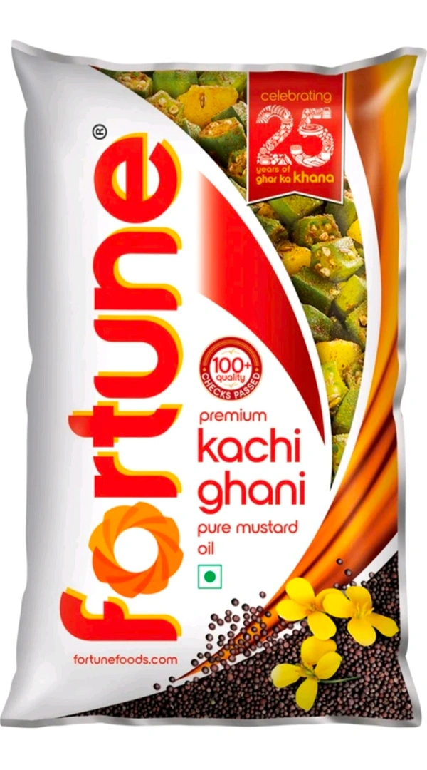 Fortune Premium Kachi Ghani Pure Mustard Oil, 1 ltr pouch