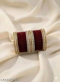 Red Pearl Work for Women & Girls (Pack of Both Hands) - 2.4, Red