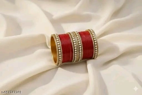 Red Pearl Work for Women & Girls (Pack of Both Hands) - 2.4, Red