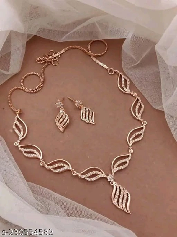 Fabulous Diamond Rose gold Necklace for women's - Free Size, Gold