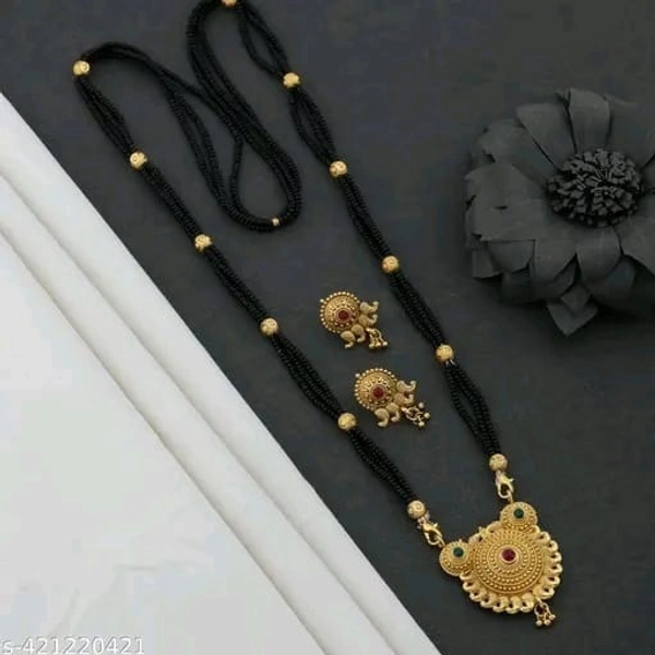 Mangalsutra for Women Gold Mangalsutra set Mangalsutra With Earring - Free Size, Gold