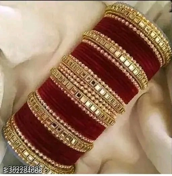 R.S Bangles present by be@utiful Maroon Colour Metal valvate Bangle set Lowest price only for Women & Girls - 2.4
