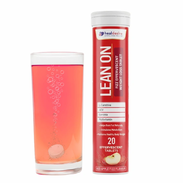 Lean On Weight Loss Effervescent Tablets Apple Flavour | L-Carnitine, ACV, Garcinia | Metabolism & Fat Burner | 20 Tablets
