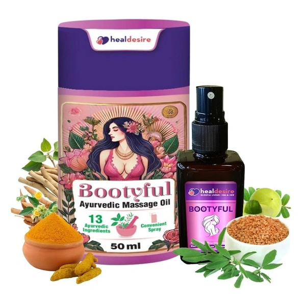 Healdesire Ayurvedic Body Massage Oil Spray | Skin Nourishing & Moisturizing | Helps Improve Texture & Stretch Marks | 13-Herb AYUSH-Approved Natural Formula