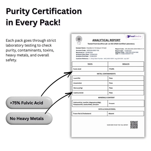 Healdesire Himalayan Shilajit Resin | 20g Pure | Ayurvedically Purified with Triphala | Up to 80% Fulvic Acid