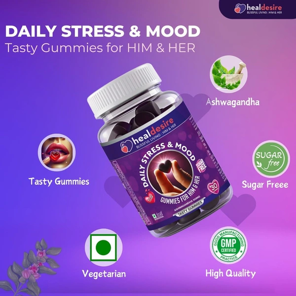 HealDesire Stress Relief & Energy Combo | Ashwagandha Mood Gummies + Himalayan Shilajit Resin | Boosts Focus, Stamina & Vitality | Ayurvedic, Sugar Free, Vegetarian | Natural Mood & Energy Support