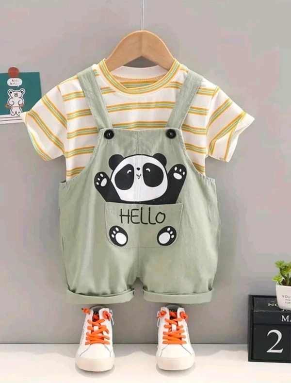 Dungaree For Baby Boys & Baby Girls Casual Animal Print Hosiery (Grey, Pack of 1)