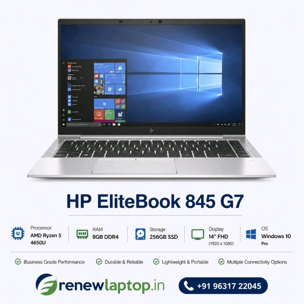 HP EliteBook 845 G7 Laptop | Ryzen 5 | 8GB RAM | 256GB SSD | Business Laptop | Used - 256 GB SSD, 8 GB