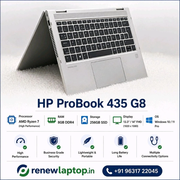 HP ProBook 435 G8 Ryzen 7 Touch Screen Laptop | 8GB RAM | 256GB SSD | Premium Business Laptop | Used - 256 GB SSD, 8 GB