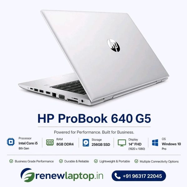 HP ProBook 640 G5 Laptop | Intel Core i5 8th Gen | 8GB RAM | 256GB SSD | Business Laptop | Used - 256 GB SSD, 8 GB