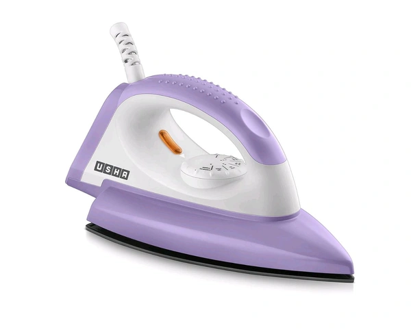Usha USHA Armor 1100 watts Dry Iron with Shock Proof Plastic Body | Single Coat Black Non Stick Soleplate for Longer Durability|Overheat Safety Shutoff |180° Swivel Cord | 2 Years Warranty|(Purple & White)