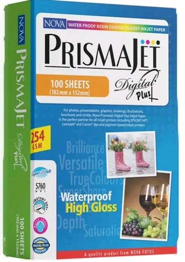 NOVA Resin Coated Digital Plus Glossy Inkjet Paper 4 x 6 Inches - 254 gsm (100 Sheets)