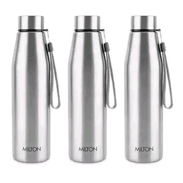 Milton MILTON Drift 1000 Stainless Steel Water Bottle 950 ml, Set of 3, Single Walled, ISI Certified I Leak Proof Lid, Rust Proof I For School, Office, Gym I Silver
