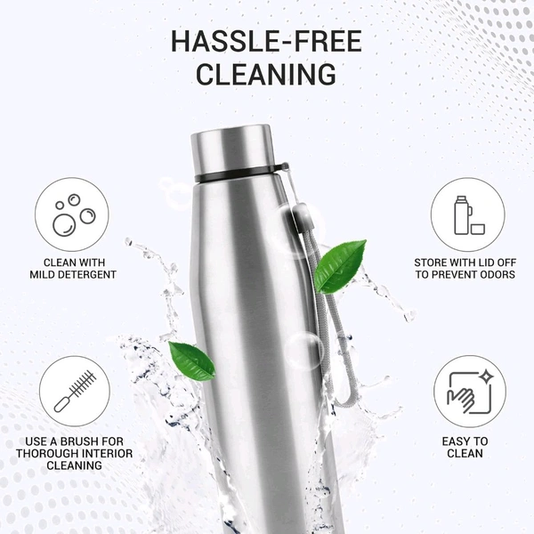 Milton MILTON Drift 1000 Stainless Steel Water Bottle 950 ml, Set of 3, Single Walled, ISI Certified I Leak Proof Lid, Rust Proof I For School, Office, Gym I Silver