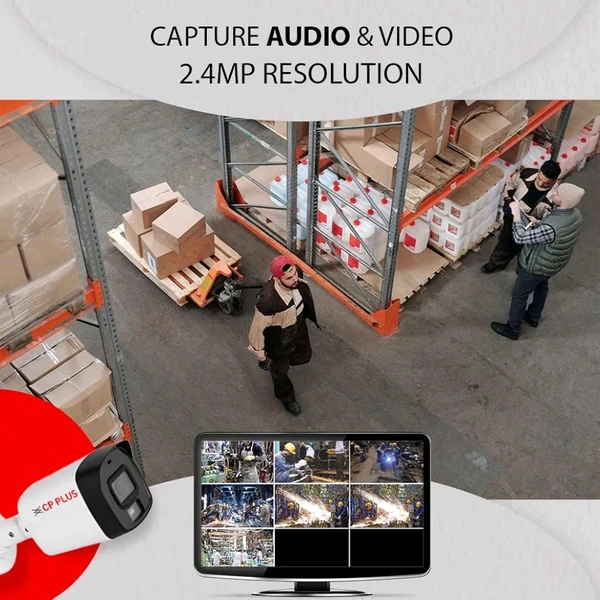 Cp Plus CP PLUS 8 channel DVR with 2MP 6x OUTDOOR & 2x INDOOR, Built-in Audio Mic, Dual Light Color Night Vision wired CCTV Cameras, Motion Detection, 8 Channel SMPS, 70 Meters Cable, 2TB HDD, Required BNC/DC