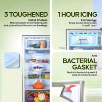 Haier 190L 5 Star Direct Cool Single Door Refrigerator | 3 Toughened Glass Shelves | Fast Ice Making in Just 60 minutes | Large Veg Box| Easy Clean Back (HED-205DS-P, Dazzle Steel)